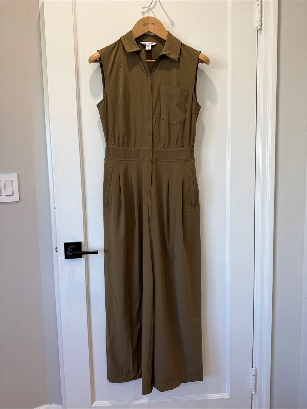 Athleta Olive Green Sleeveless Zip Jumpsuit